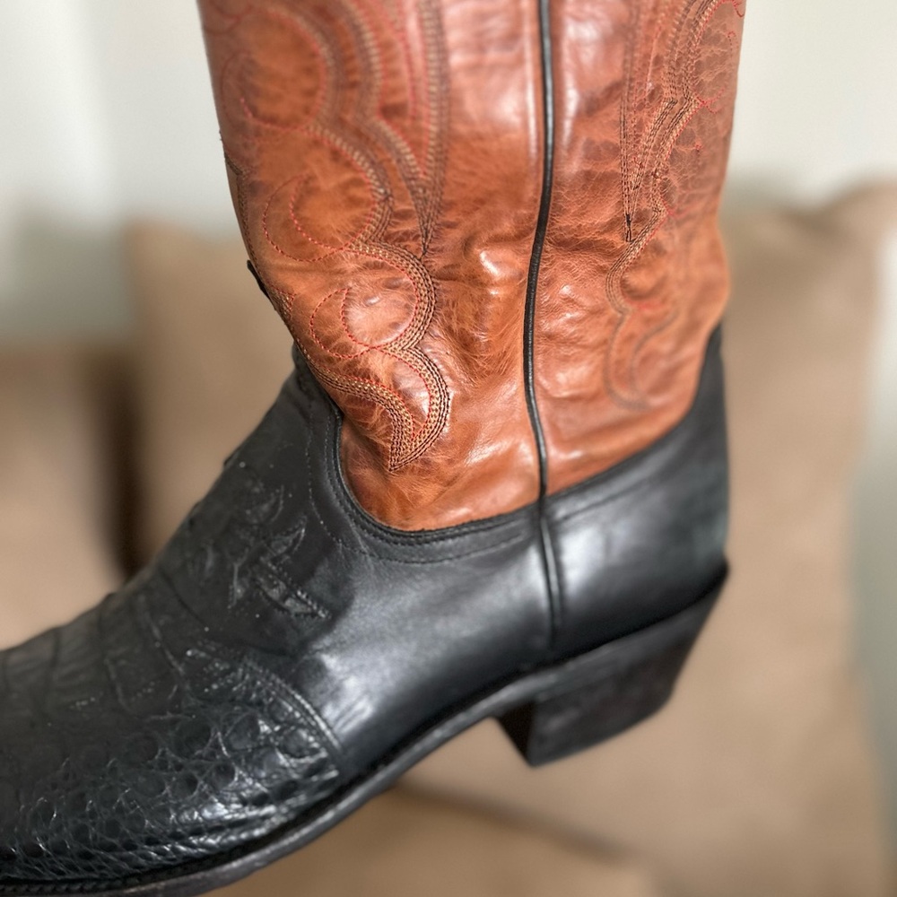 Lucchese Caiman Crocodile exotic leather skin boots. 10 D - Picture 5 of 16